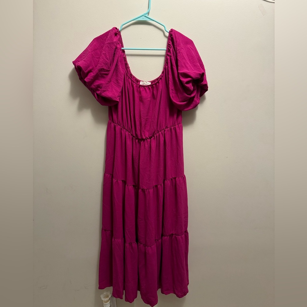 See You Monday Magenta Pink Dress Size XL Off the Shoulder  Like New